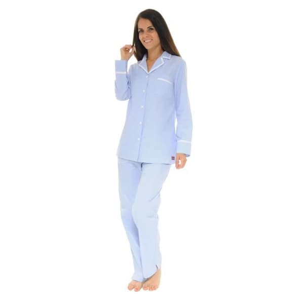 Pyjamas - Stephanoise - 4209 - Knappad - Blå och vit vichy-rutigt - 100% Bomull