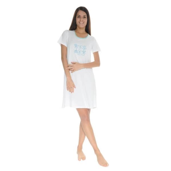 Nattlinne - Madeline - 4119 - 100% Bomull - Korta Ärmar - Blommönster