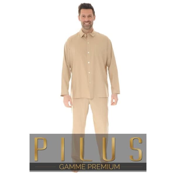 Pyjama Tailleur i Poplin - PILUS - Brun - Man - Kylandeffekt