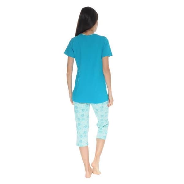 Pyjamaset - Madeline - 4087 - 100% Bomull - Serigrafi Blommor - Elastisk Midja