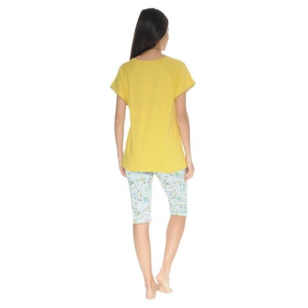 Pyjamadom - Myrielle - 3973 - Senapsgul - Blommönster - Komfortabel och Mjuk