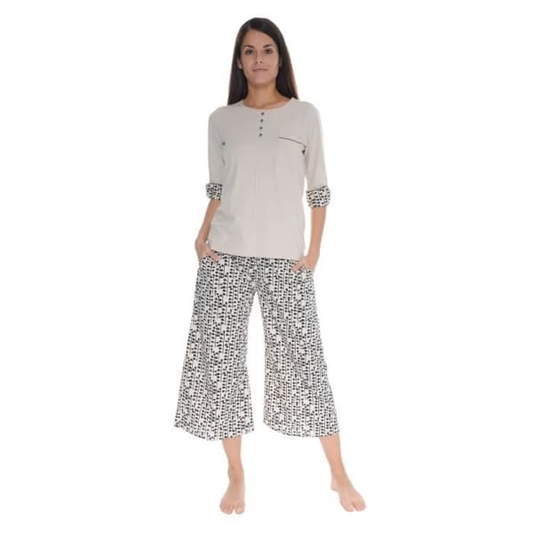 Pyjamas court - Odalie - 3575 - 100% Bomull - Elegant och Bekväm - Dam Vit