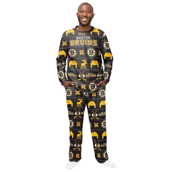 Pyjamas NHL Vinter JULAFTON med lång ärm och byxor - Boston Bruins - Herr