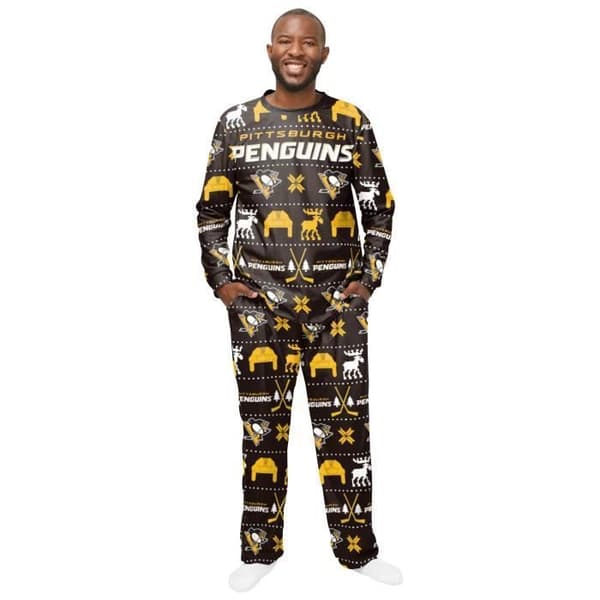Pyjamas NHL Vinter XMAS med långa ärmar och byxor - Pittsburgh Penguins - Herr