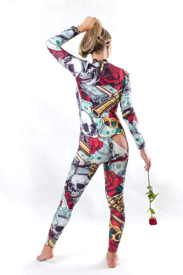 KVINNOPYJAMAS ALLA HJÄRTANS DAG-PRESENT TILL HENNES KROPP MED FLAP GUNS ROSES XL