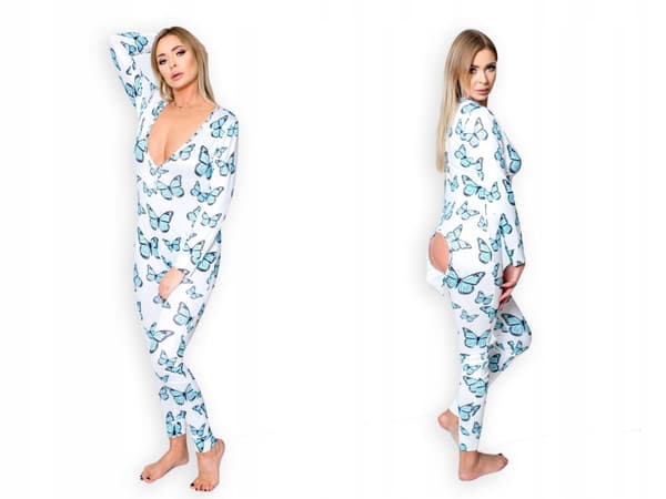 KVINDEPYJAMAS VALENTINSDAG GAVE TIL EN PIGE LYNLÅSOP SOMMERFUGLER XL