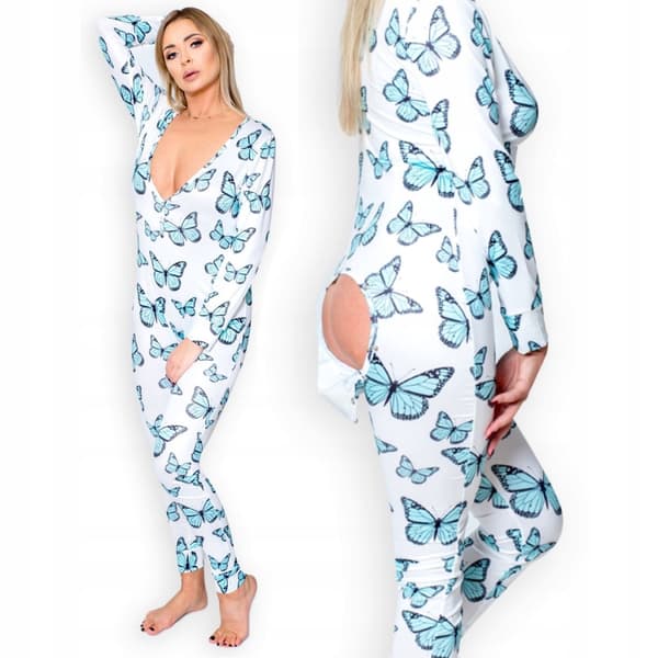 KVINDEPYJAMAS VALENTINSDAG GAVE TIL EN PIGE LYNLÅSOP SOMMERFUGLER XL