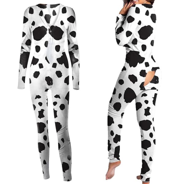KVINNLIG PYJAMAS PÅ ALLA HJÄRTANS DAG-PRESENT TILL HENNES DALMATINHUND MED DRAGKEDJA