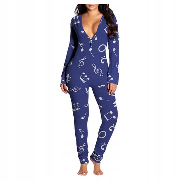 KVINDEPYJAMAS VALENTINSDAGSGAVE TIL EN PIGE MED FLAP MARINEBLÅ XL
