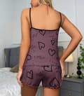 Miniatyrbild 4 av 6: DAMPYJAMAS ALLA HJÄRTANS DAG-PRESENT TILL HENNE, LILA HJÄRTAN TVÅDELAD M