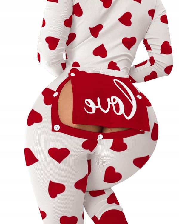 DAMPYJAMAS ALLA HJÄRTANS DAG-PRESENT TILL EN FLICK MED HJÄRTFLIK XL