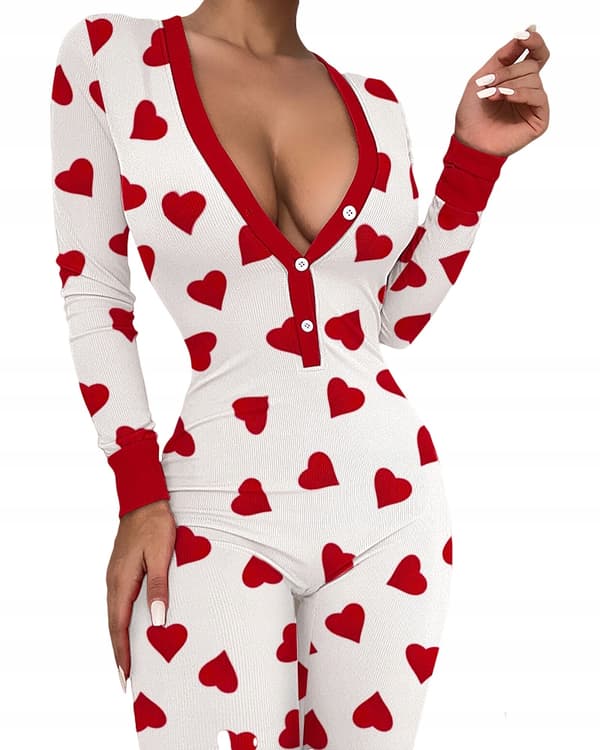 DAMPYJAMAS ALLA HJÄRTANS DAG-PRESENT TILL EN FLICK MED HJÄRTFLIK XL