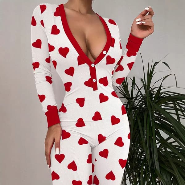 DAMPYJAMAS ALLA HJÄRTANS DAG-PRESENT TILL EN FLICK MED HJÄRTFLIK XL