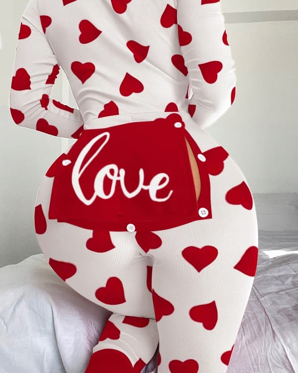 DAMPYJAMAS ALLA HJÄRTANS DAG-PRESENT TILL EN FLICK MED HJÄRTFLIK XL