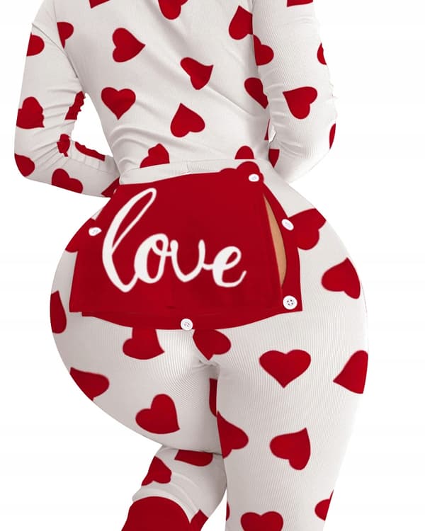 DAMPYJAMAS ALLA HJÄRTANS DAG-PRESENT TILL EN FLICK MED HJÄRTFLIK XL