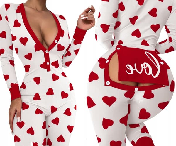 DAMPYJAMAS ALLA HJÄRTANS DAG-PRESENT TILL EN FLICK MED HJÄRTFLIK XL