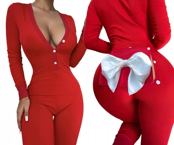 KVINDE-PYJAMAS VALENTINSDAG GAVE TIL HENDE MED FLAP SLØJFE RØD S