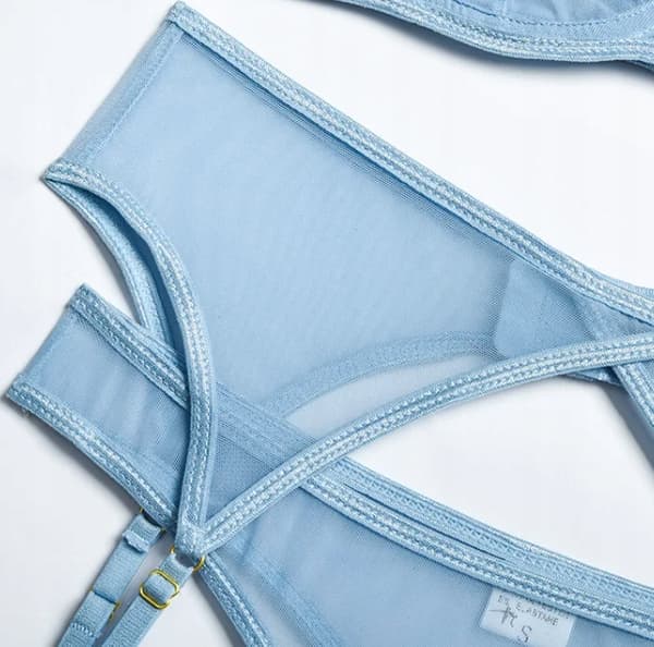 Dameundertøjssæt BH Choker Lårstropper Mavebøjle Hvid M