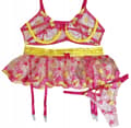 Miniatyrbild 3 av 11: Vackert set med damunderkläder BH KJOL LÅRBAND G-STRING M