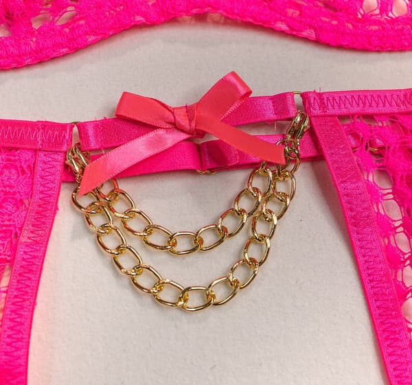 Smukt SÆT dameundertøj BH-SNØRE KÆDER PINK M