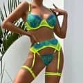 Miniatyrbillede 4 af 8: Sexet Lingeri Sæt Sexede Bælter Thongs Blonde Grøn M