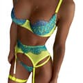 Miniatyrbillede 8 af 8: Sexet Lingeri Sæt Sexede Bælter Thongs Blonde Grøn M