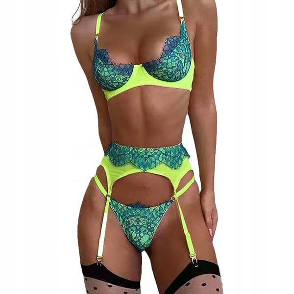 Sexet Lingeri Sæt Sexede Bælter Thongs Blonde Grøn M