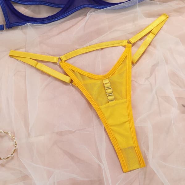 Sexigt set med underkläder för kvinnor Sexig BH-string Gul-Blå rL