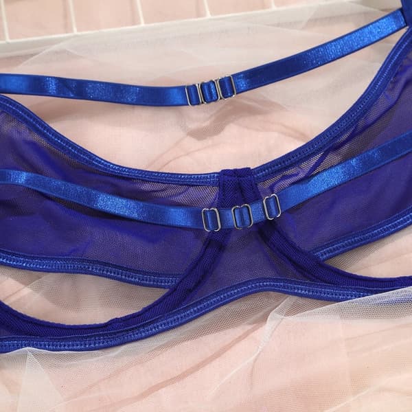 Sexigt set med underkläder för kvinnor Sexig BH-string Gul-Blå rL