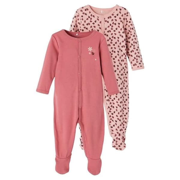 Nattkombinationer - Name It - Nbfnightsuit 2p - Nyckelpigeutskrift - Rosadekor - Baby kille