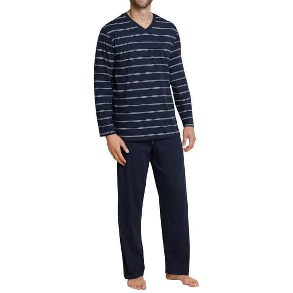 Pyjamas herr - SCHIESSER - Klassisk 2 delar - Marinblå - Enkeltröja