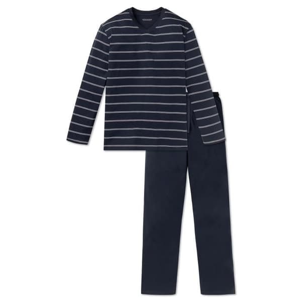 Pyjamas herr - SCHIESSER - Klassisk 2 delar - Marinblå - Enkeltröja