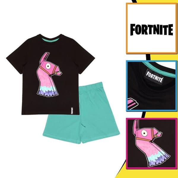 Fortnite - FOR90003BSN41 - Glow in The Dark Jungen-kurzpyjama-set Schwarz Boy's Short Pyjamas Set