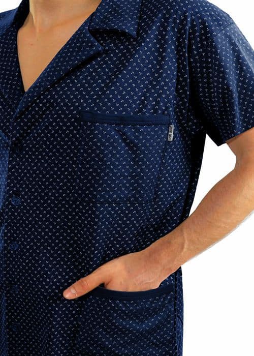 Pyjamas - nattlinne Sesto senso Pyjamas herr Knäppning fram bomull kortärmade långbyxor