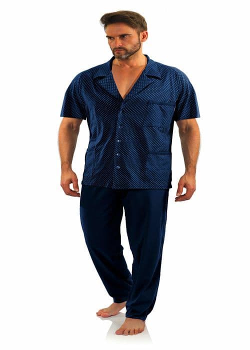 Pyjamas - nattlinne Sesto senso Pyjamas herr Knäppning fram bomull kortärmade långbyxor