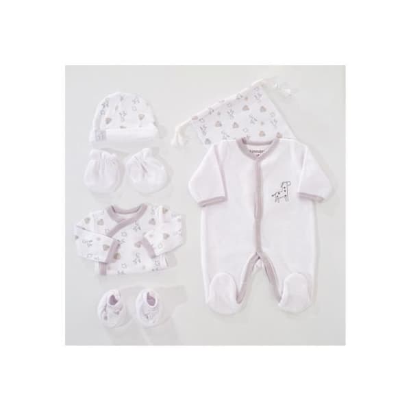 Trosset med födelse - TRE KILOGRAM SJU - Unisex - Byxa i velour - 6 delar - Vit
