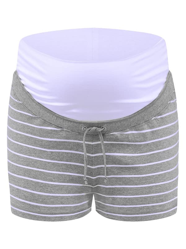 Grå mammashorts för kvinnor, navelnöt, gravid