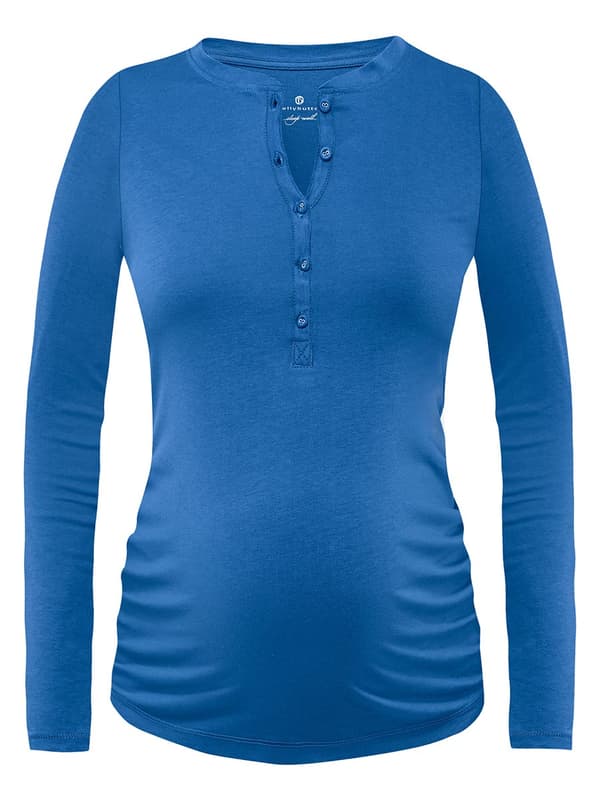 Navelknapp Maternity Dam Bomulls Pyjamas T-shirt Blå