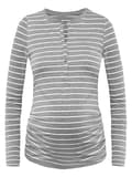 Miniatyrbillede 1 af 2: Dame bomulds-pajamas-T-shirt med grå navle og bomuldsprint