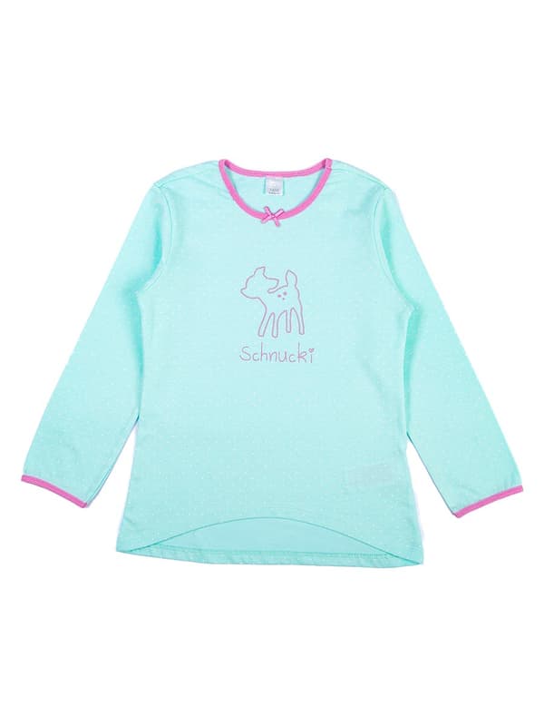 Tyttöjen pitkät pyjamat, sininen ja pinkki, pitkät hihat, pilkullinen, Kanz