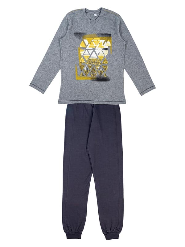 Poikien harmaa pitkähihainen pyjama Kanz