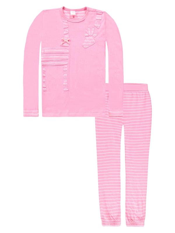 Tyttöjen kaksiosainen pyjama-setti, pinkki, Kanz