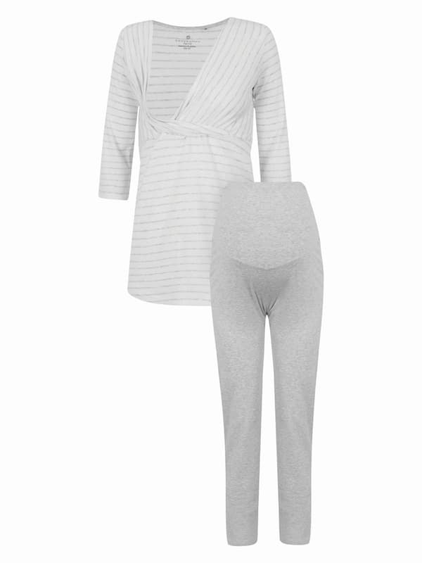 Naisten äitiys- ja imetyspyjama harmaa Bellybutton Maternity