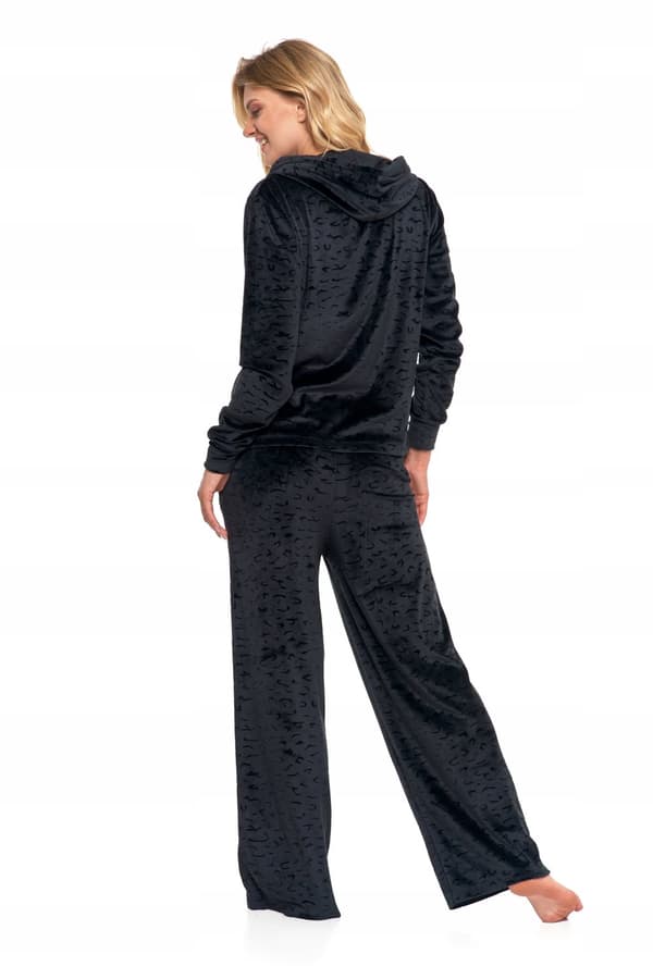 DAMPYJAMAS Sammet Hemmakläder Bekväm Leopard med Huva MORAJ XL