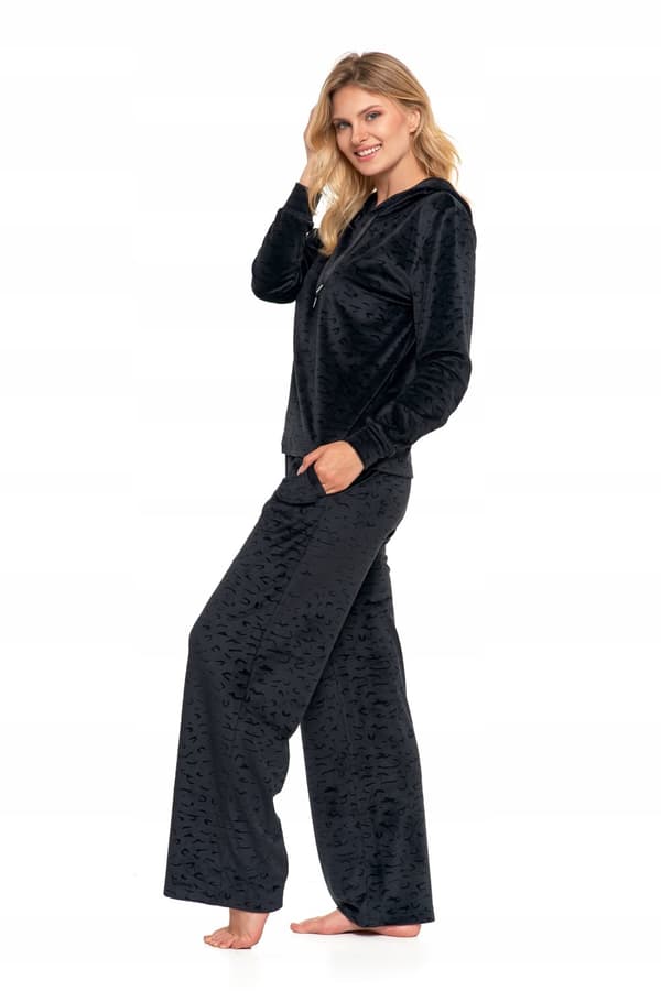 DAMPYJAMAS Sammet Hemmakläder Bekväm Leopard med Huva MORAJ XL