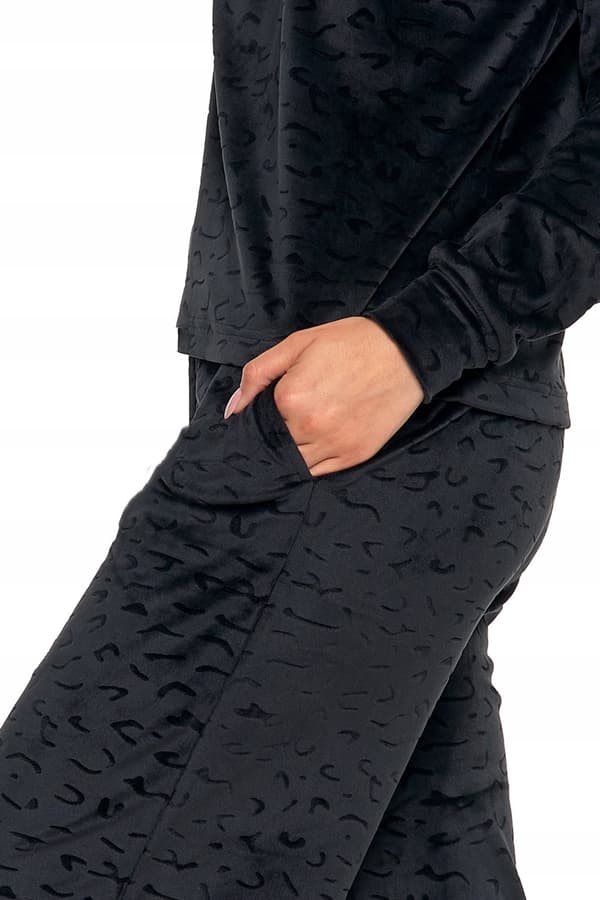 DAMPYJAMAS Sammet Hemmakläder Bekväm Leopard med Huva MORAJ XL