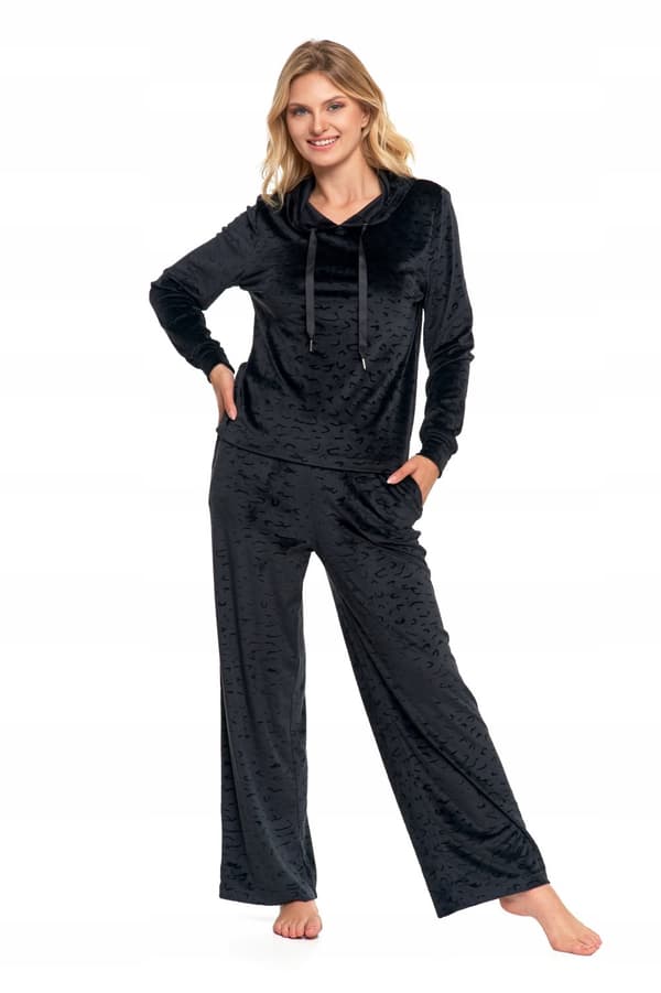 DAMPYJAMAS Sammet Hemmakläder Bekväm Leopard med Huva MORAJ XL