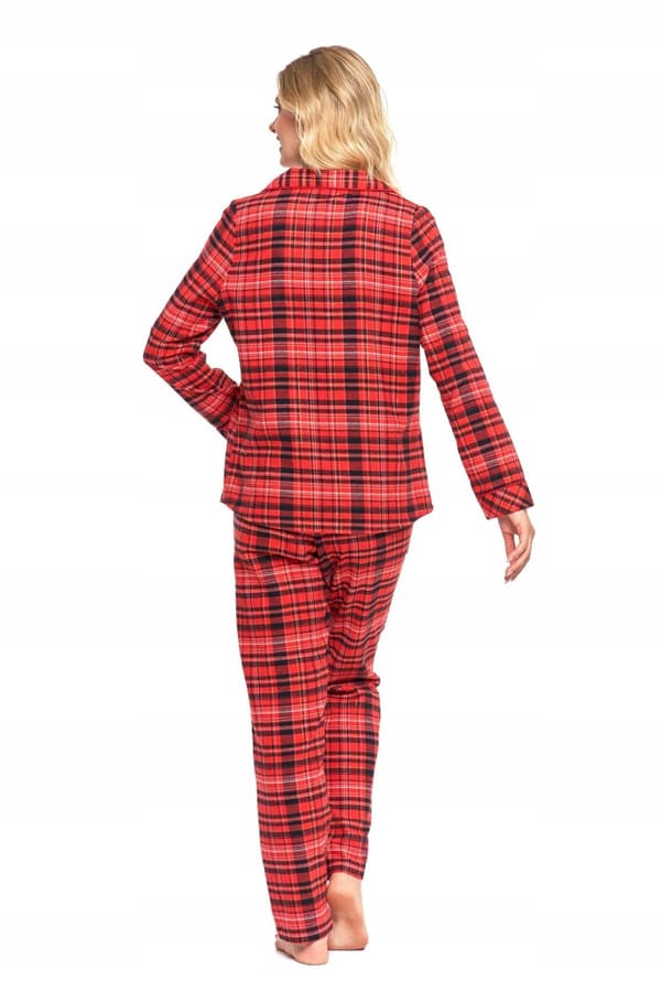 DAMPYJAMAS Tvådelad rutig flanellpykamé med guldfärgade sömmar MORAJ XXL