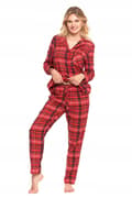 Miniatyrbild 2 av 8: DAMPYJAMAS Tvådelad rutig flanellpykamé med guldfärgade sömmar MORAJ XXL