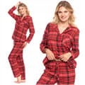 Miniatyrbild 1 av 8: DAMPYJAMAS Tvådelad rutig flanellpykamé med guldfärgade sömmar MORAJ XXL